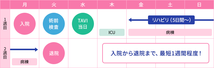 TAVI治療スケジュール例